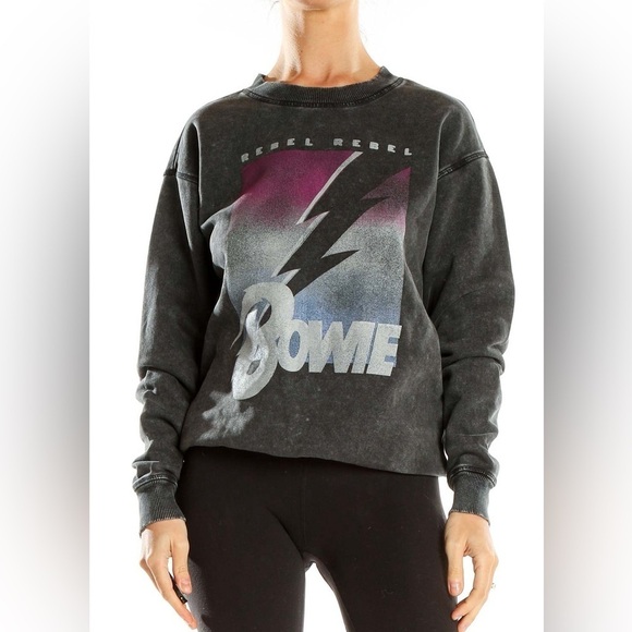 Simply Vera Wang - David Bowie Rebel Rebel Graphic Stonewashed Sweatshirt XS - Picture 1 of 10